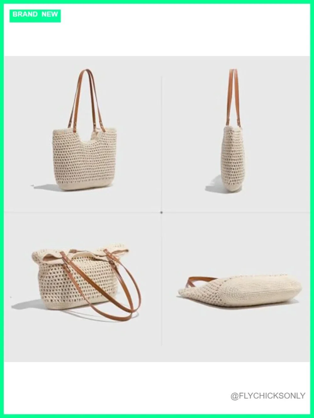 Crochet Handwoven Beach Tote Bag Hobo Shoulder Purse